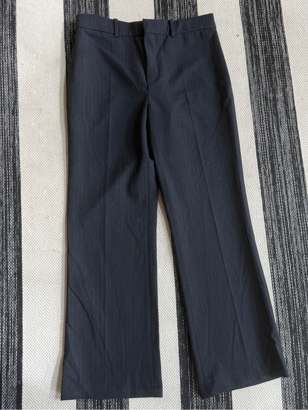 Zara Women's Dark Charcoal Pinstripe Wide-Leg Trousers Size Small